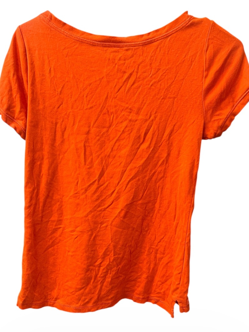 Lauren Ralph Lauren Orange Cotton Button Shoulder Tee Women’s Medium Preppy - Picture 5 of 7